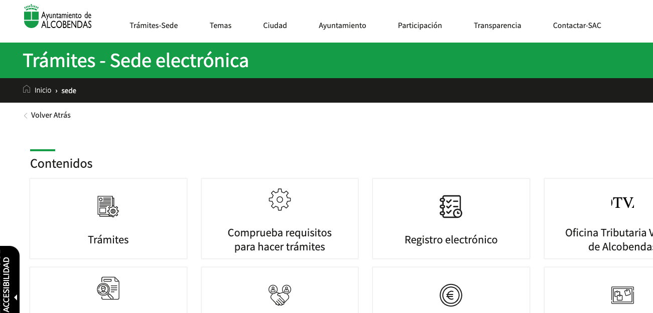 Accesos página web