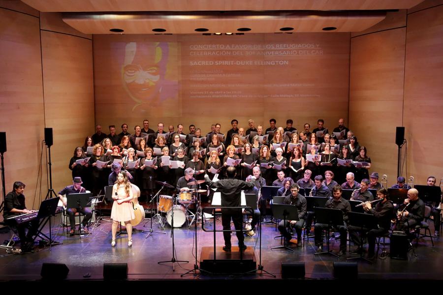 Concierto a favor de los Refugiados - Imagen vista general de las personas que están actuando en el escenario.