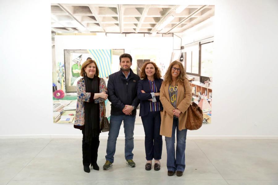 Ángel Alen, artista, Concejalas Inmaculada Puyalto, Ana Soto y Rosario Tamayo
