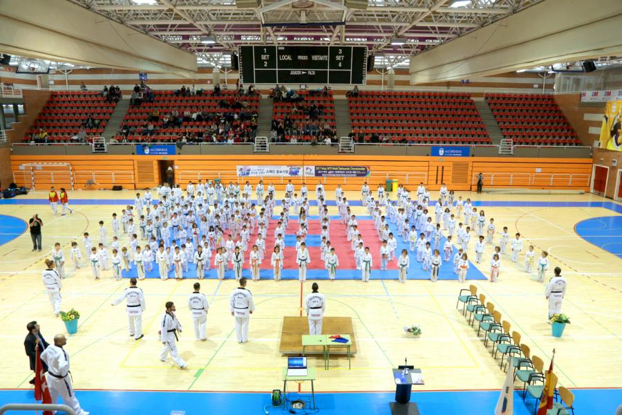 Exhibición Internacional de Taekwondo - Imagen general  de los taekwondistas durante la exhibición.