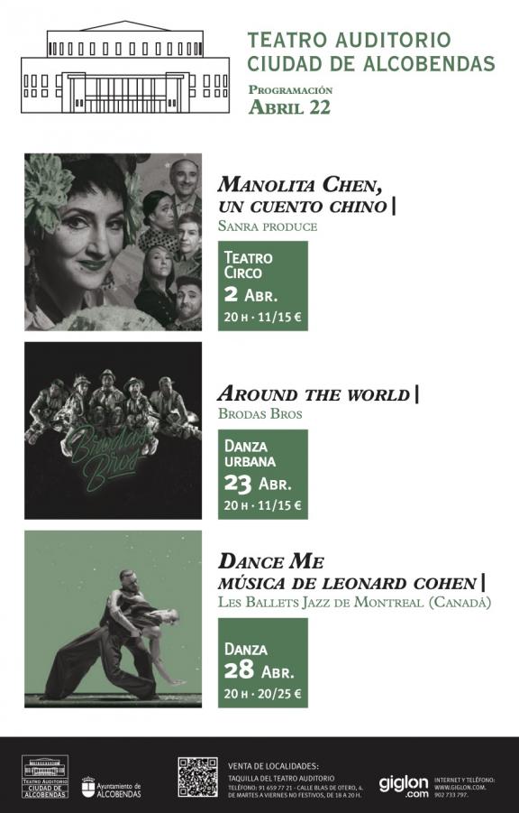 Programación del Teatro Auditorio Ciudad de Alcobendas. Abril 2022.
