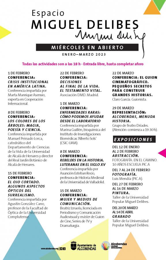 Espacio Miguel Delibes. Miércoles en abierto. Enero-marzo 2023
