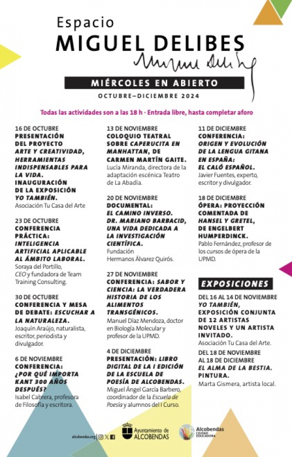 Espacio Miguel Delibes . Miércoles en abierto. Octubre-diciembre2024