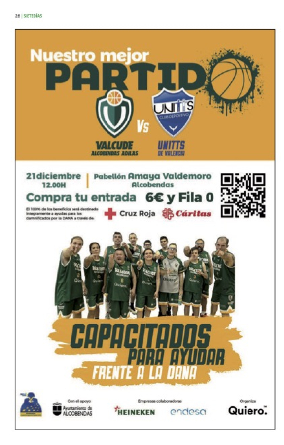 Nuestro mejor partido. Capacitados para ayudar frente a la DANA. Cartel informativo y foto de equipo