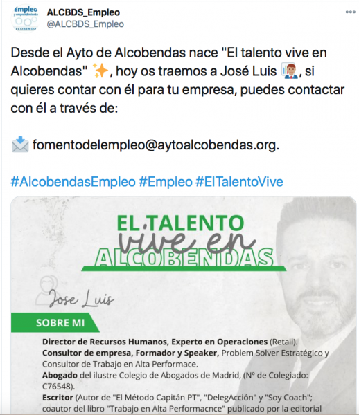 'El Talento vive en Alcobendas' da visibilidad en las redes sociales a profesionales inscritos en La Bolsa de Empleo municipal 'El Talento vive en Alcobendas' da visibilidad en las redes sociales a profesionales inscritos en La Bolsa de Empleo municipal