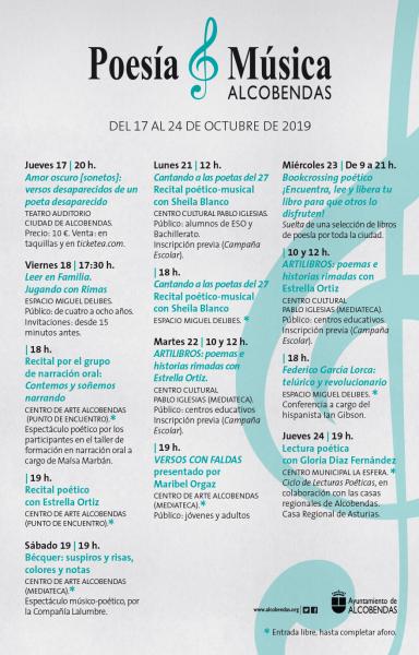 Del 17 al 24 de octubre: ‘Poesía y Música Alcobendas’ Del 17 al 24 de octubre: ‘Poesía y Música Alcobendas’