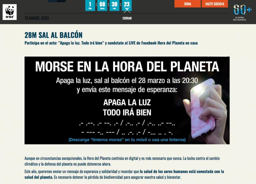 Este sábado, la ‘Hora del Planeta’: apaga la luz y sal al balcón con la linterna del móvil Este sábado, la ‘Hora del Planeta’: apaga la luz y sal al balcón con la linterna del móvil