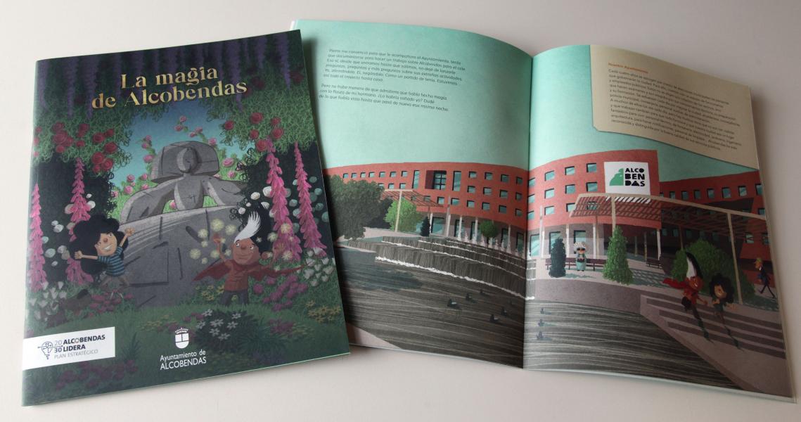 Cuento La magia de Alcobendas 1.jpg Portada y página del cuento La magia de Alcobendas