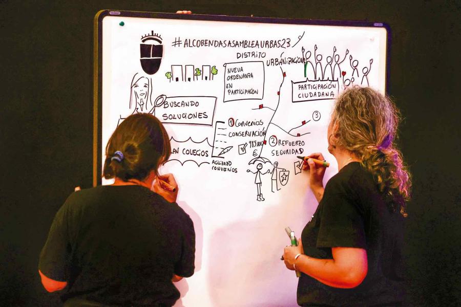 pag 06-07.jpg Las asambleas han utilizado metodología 'visual thinking'