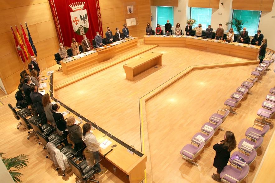 Vista lateral del salón de plenos con asistentes en pie