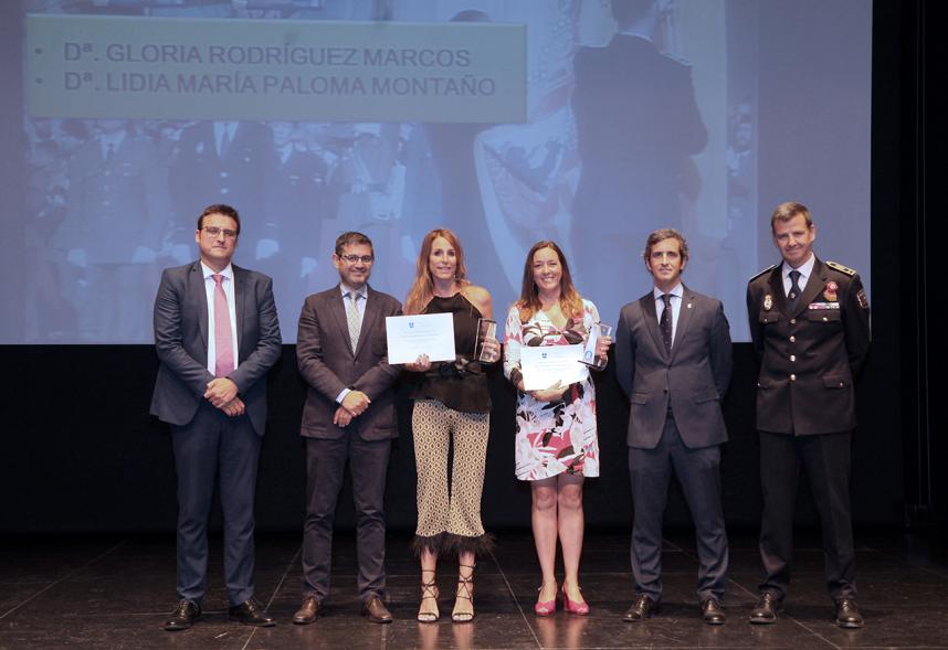 Alcalde Rafael Sanchez Concejales Miguel Ángel Arranz, Aitor Retolaza, Autoridades y premiados. Entrega de reconocimientos día de San Juan, patrón de la Policía Local - 2019