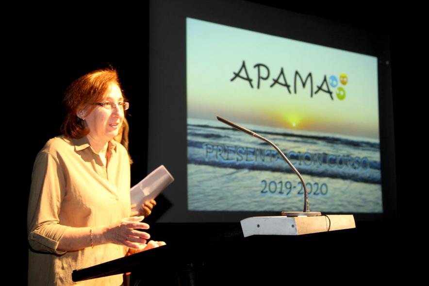 Presentación Curso Escolar 2019-20 APAMA -   Imagen de una representante de APAMA presentando el curso.