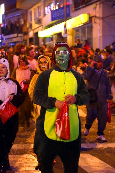 Cabalgata de Reyes 2019 -  Imagen de persona disfrazada que participa en el desfile y va acompañando a una carroza.