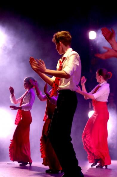 Día de Andalucía 2018 - Imagen de un grupo de bailarines de flamenco en el escenario.