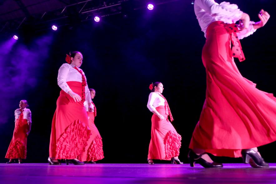 Día de Andalucía 2018 - Imagen de un grupo de bailarinas de flamenco en el escenario.