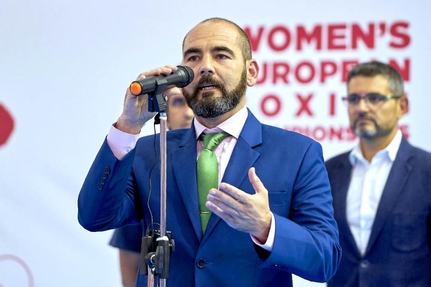Inauguración Campeonato de Boxeo Amateur Femenino -  Imagen del presidente de la Federación Española de Boxeo Felipe Martínez en un momento de su discurso.