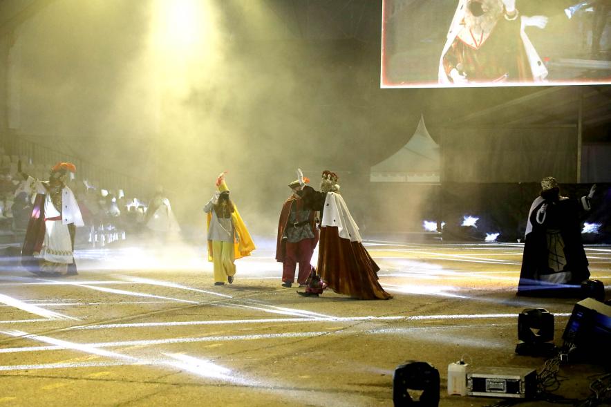 Cabalgata de Reyes 2021 - Imagen de la llegada del Rey Melchor al recinto ferial.