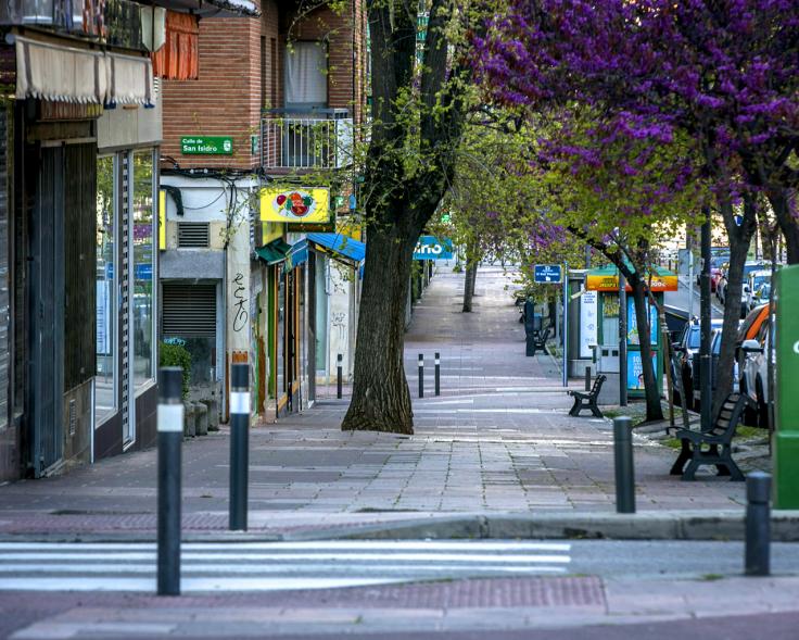 Vista de acera en calle Marquesa Viuda de Aldama