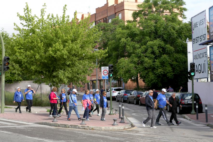 Semana del Mayor 2018 - Marcha Caminando Juntos - Imagen de los participantes en  un momento de la marcha.