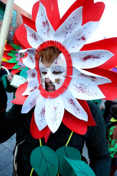 Desfile de Carnaval 2018 - Imagen primer plano de una persona disfrazada de flor.