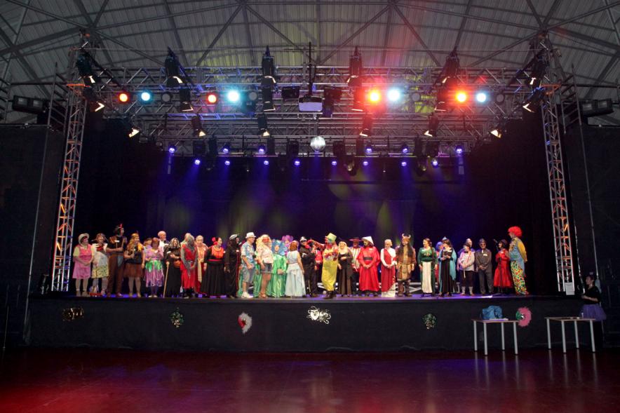 Carnaval de Mayores 2018 - Panorámica del escenario con todos los asistentes disfrazados.