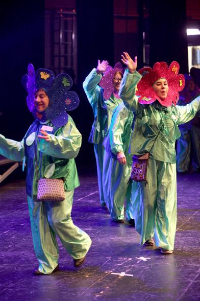 Carnaval de Mayores 2018 - Primer plano de  varios participantes disfrazados en el escenario.