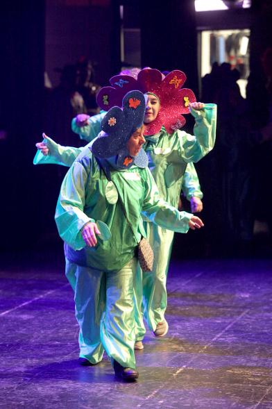 Carnaval de Mayores 2018 - Primer plano de  varios participantes disfrazados en el escenario.