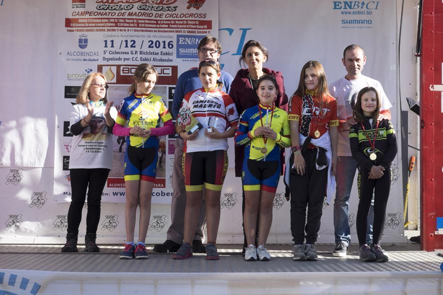 Campeonato de Madrid de Ciclocross - Imagen del pódium con las ganadoras femeninas.