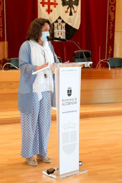 Recepción del Club Patín Alcobendas - Imagen de un momento del discurso de Rosa Medina, la nueva presidenta del Club Patín Alcobendas.