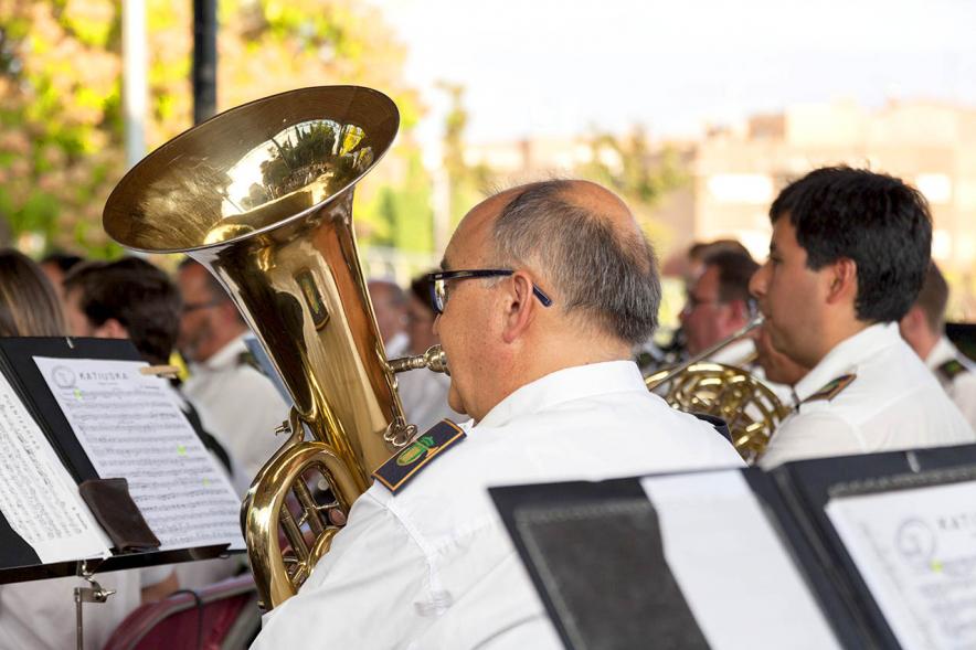 Concierto de Verano de la Banda de Música - Imagen de primer plano de uno músicos de espaldas.