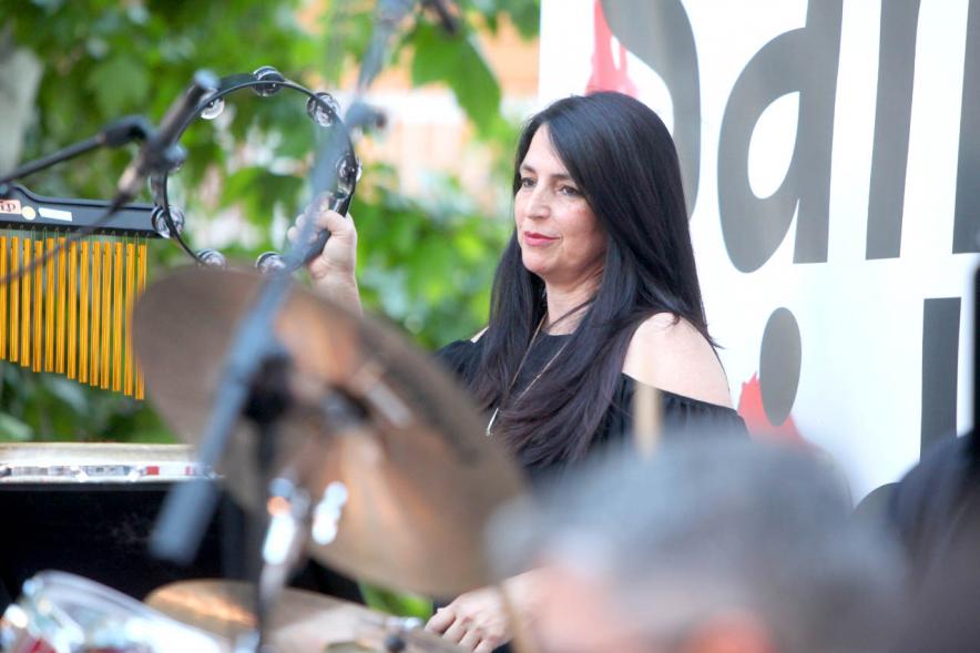 Participantes de la Orquesta Big Band, en la Plaza del Pueblo, Alcobendas. San Isidro 2019.