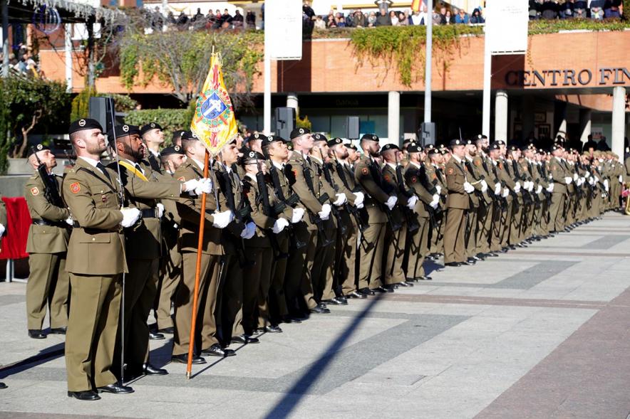 Detalle vista militar de compañía militar formada en descanso