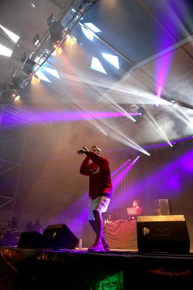 Cantante durante la actuación