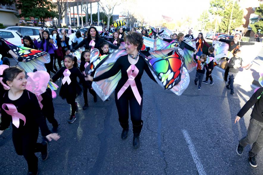 Desfile de Carnaval 2019 - Imagen de un momento del desfile donde estamos viendo un grupo de personas que va disfrazado de mariposas.