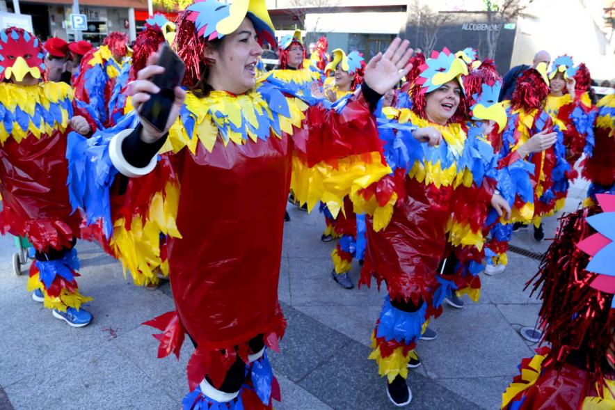 Desfile de Carnaval 2019 - Imagen de uno de los grupos participantes en el desfile de carnaval disfrazados de pájaros.