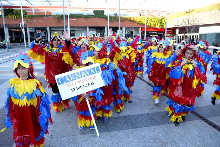 Desfile de Carnaval 2019 - Imagen de uno de los grupos participantes en el desfile de carnaval disfrazados de pájaros.
