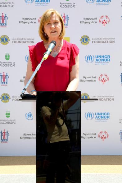 Jornada Inclusiva Día Mundial del Refugiado -Imagen de la concejal Mónica Sánchez en un momento de su discurso.
