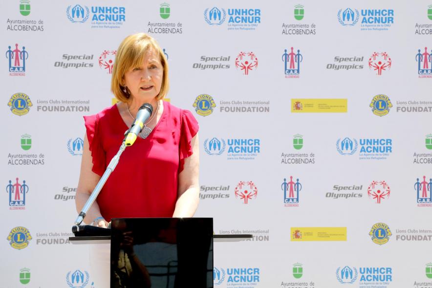 Jornada Inclusiva Día Mundial del Refugiado - Imagen de la concejal Mónica Sánchez en un momento de su discurso.