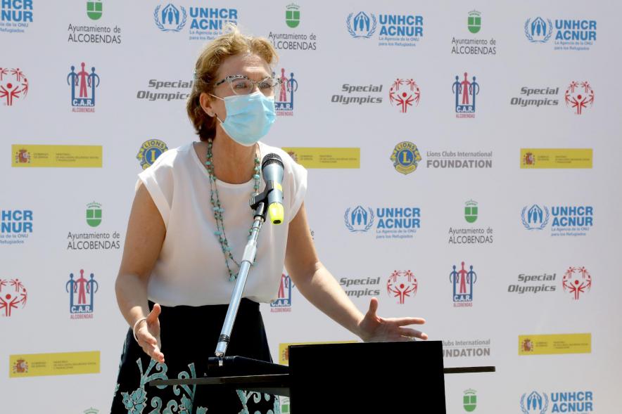Jornada Inclusiva Día Mundial del Refugiado - Imagen de un momento del discurso de una de las autoridades asistentes al acto.