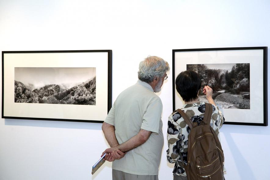 Inauguración Exposición Memorandum Natura - Imagen de unas personas admirando las fotografías.