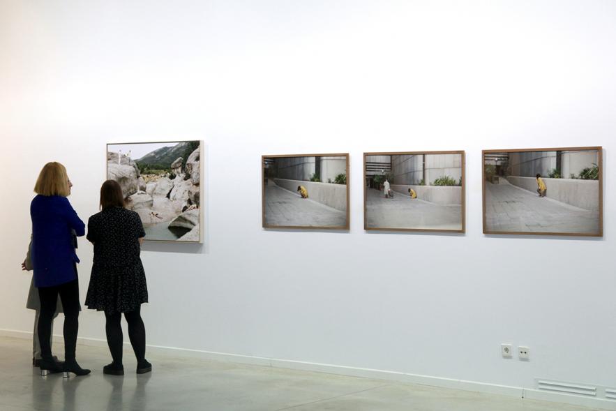 Inauguración de la Exposición "En lo Salvaje" en el Cantro de Arte - Personas mirando imágenes de la exposición.