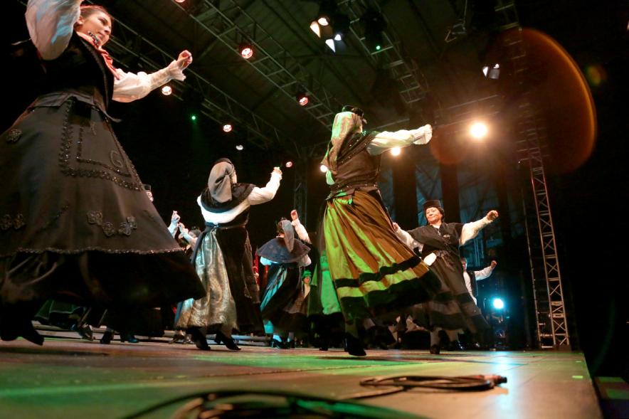 VIIIº Entrecasas - Festival de las Casas Regionales -  Imagen del escenario con un grupo regional bailando.