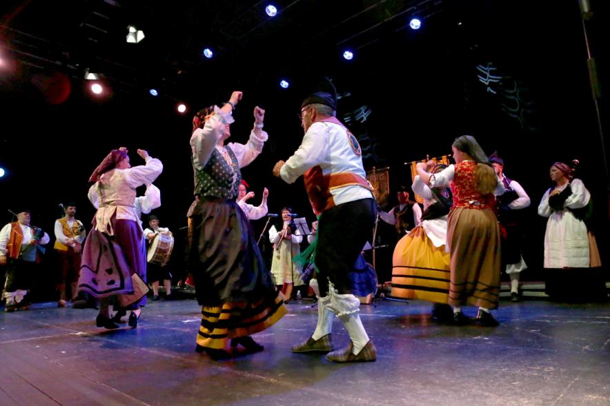 VIIIº Entrecasas - Festival de las Casas Regionales - Primer plano del grupo  folclórico gallego bailando.