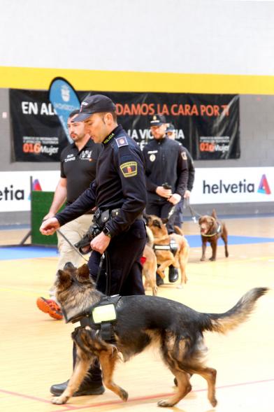 Iª Exhibición de la Unidad Canina de la Policía Local - Imagen de un policía junto a su perro en un momento de la exhibición.