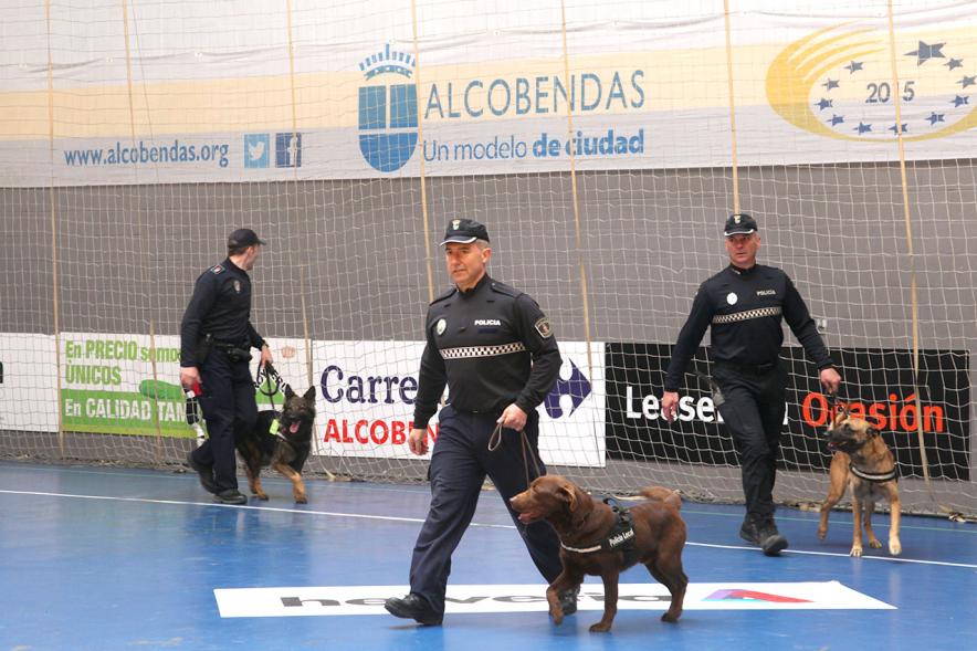 Iª Exhibición de la Unidad Canina de la Policía Local - Imagen de un policía junto a su perro en un momento de la exhibición.