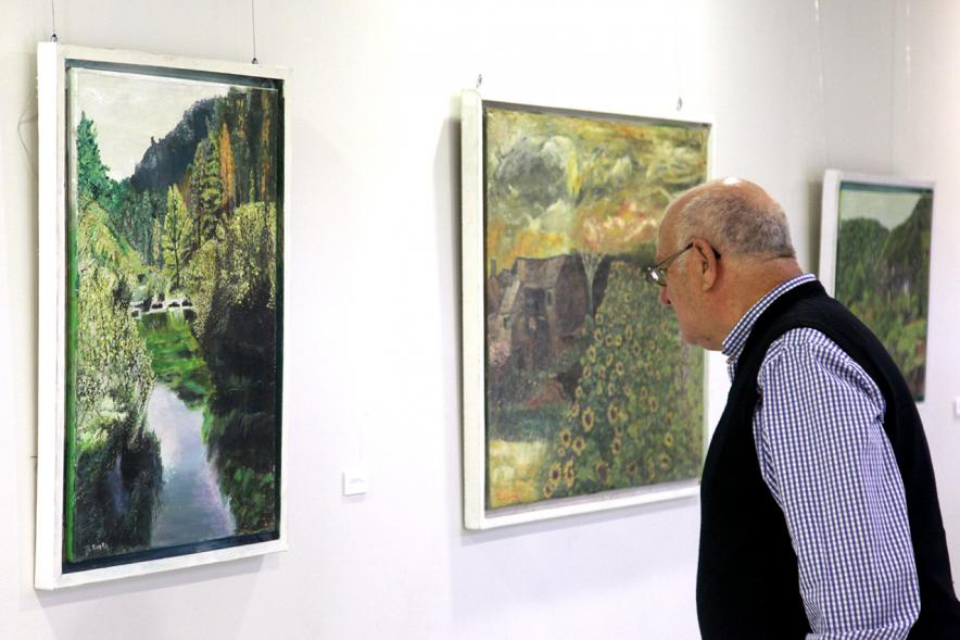 Inauguración Exposición de José Luis Rivera "Pinturas al Óleo" -  Un visitante.