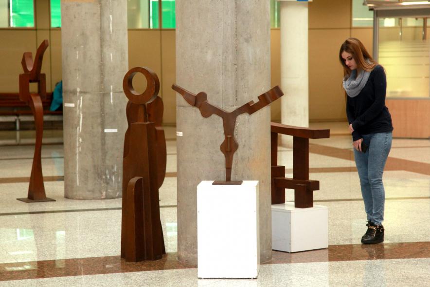 Visitante en la exposición. 