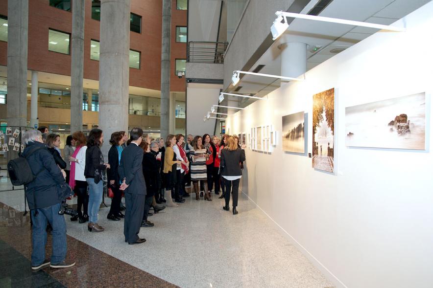 Inauguración Exposición IlusionARTizate - Imagen de personas mirando algunos de los cuadros de exposición.