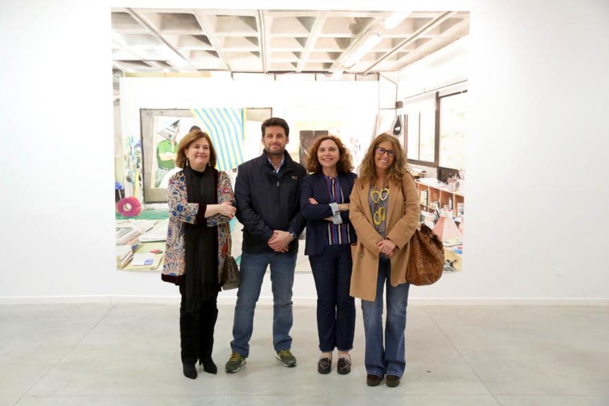 Ángel Alen, artista, Concejalas Inmaculada Puyalto, Ana Soto y Rosario Tamayo