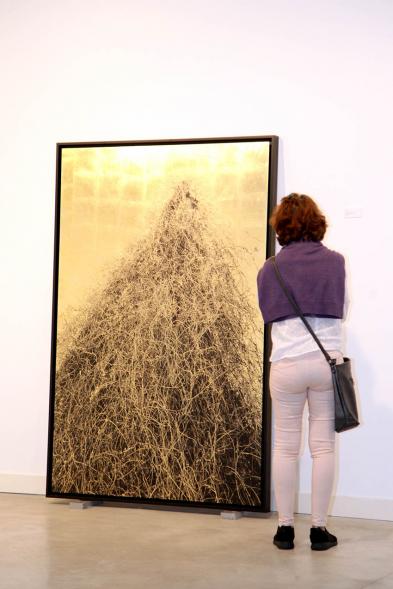 Visitante en la muestra. Inauguración Exposiciones "Nudos - Topología de la Memoria" y "Solovki" – 2019